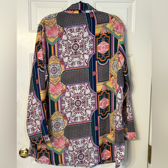 Retro patchwork button up top, size 1X - Picture 6 of 6